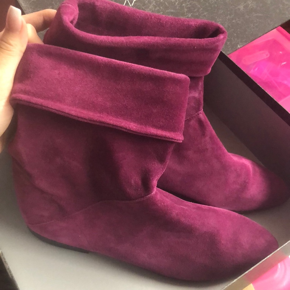 Mondi leather Spain boots forest magenta 9.5 shoes 80’s slouch ankle fairy pixie